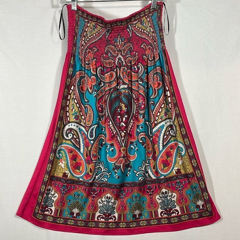 XX1 strapless colorful, paisley dress